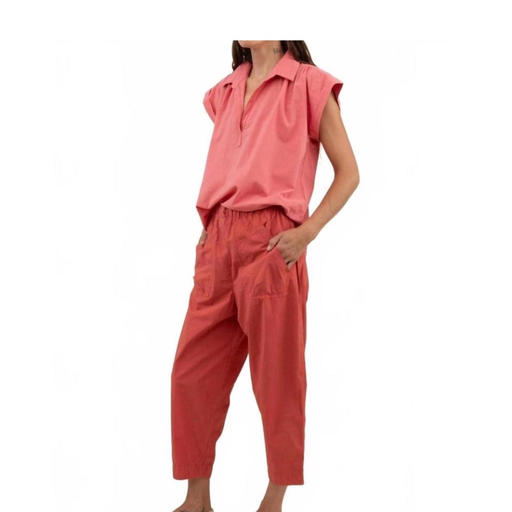 A Shirt Thing Coral Cotton Short Sleeve Blouse
